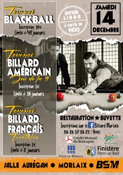 Grande journée de Billard à Morlaix le 14 décembre