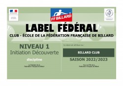 Label fédéral Club école 2022/2023